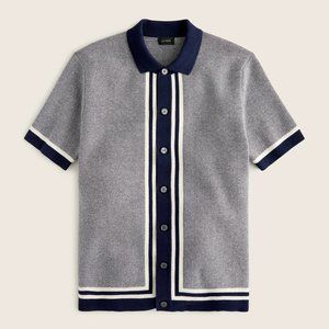 NWT J.Crew Cotton bird's-eye short-sleeve polo sweater, Size M